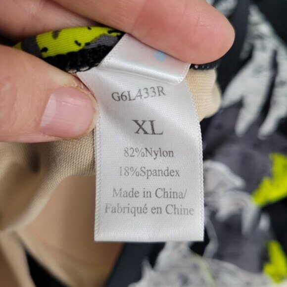 SwimSuit One Piece Green Blue Floral Dress Bathing Suit Adjustable Strap Sz XL - Picture 13 of 14